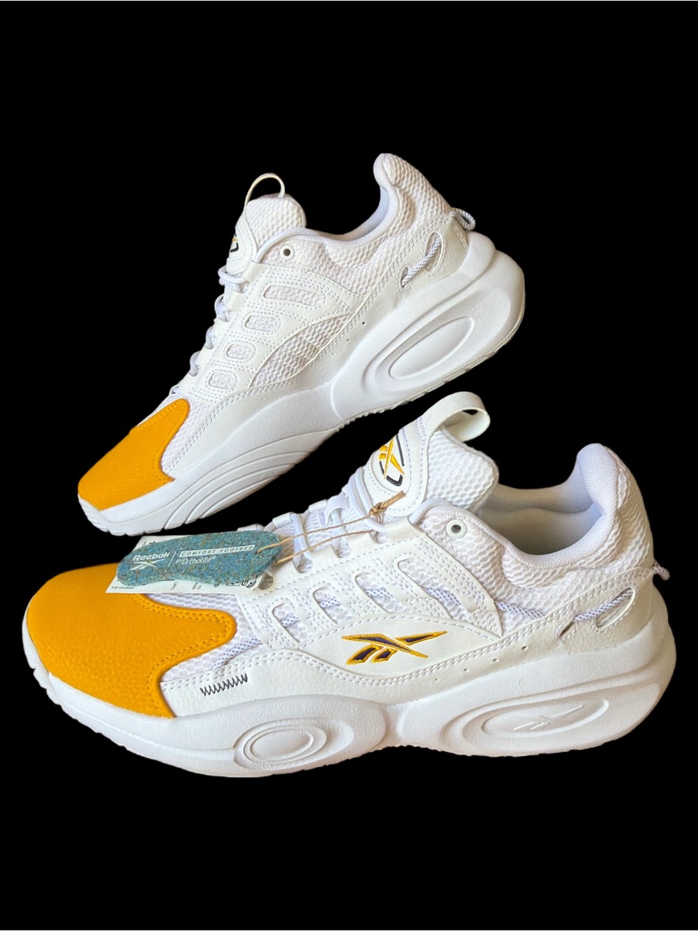 Reebok A.I. SOLUTION Mid White & Yellow Athletic Sneakers *NEW* men’s size 11 🦅 - Picture 4 of 15